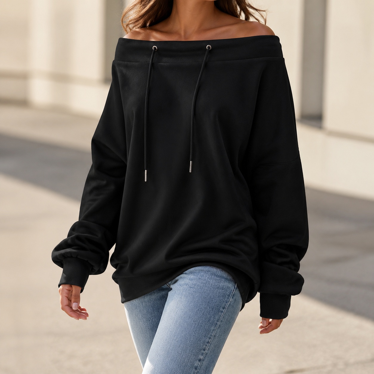 Dames off-shoulder losvallend  - Winter Clothing Drawing recensie en prijs